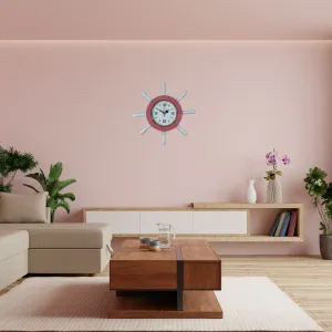 Kavelalı Pembe Ahşap Dümen Duvar Saati 37 cm · Model D3708P