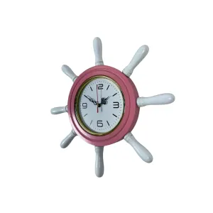 Kavelalı Pembe Ahşap Dümen Duvar Saati 37 cm · Model D3708P