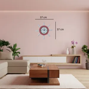 Kavelalı Pembe Ahşap Dümen Duvar Saati 37 cm · Model D3708P