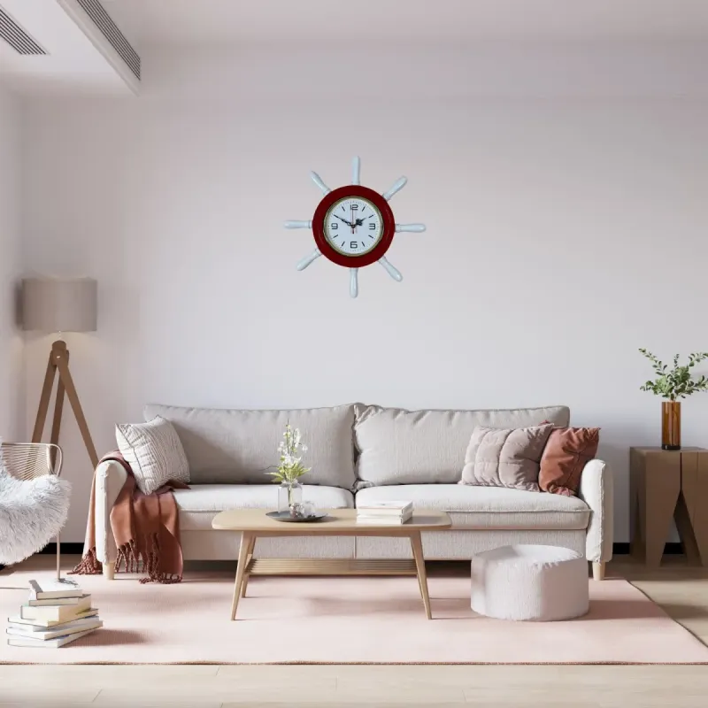 Kavelalı Kırmızı Ahşap Dümen Duvar Saati 37 cm · Model D3708R
