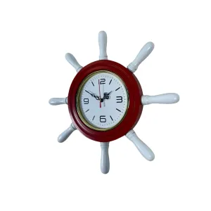 Kavelalı Kırmızı Ahşap Dümen Duvar Saati 37 cm · Model D3708R