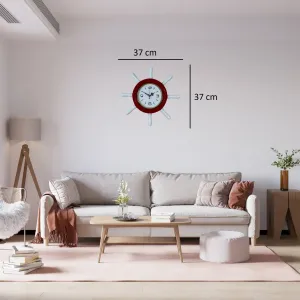 Kavelalı Kırmızı Ahşap Dümen Duvar Saati 37 cm · Model D3708R