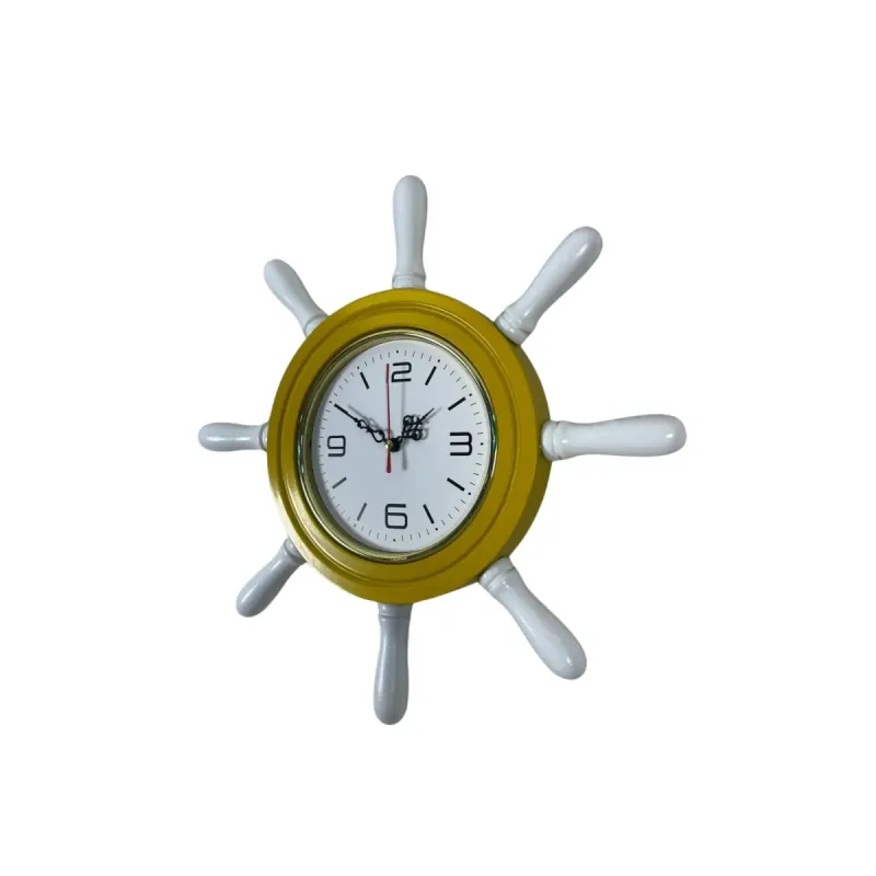 Kavelalı Sarı Ahşap Dümen Duvar Saati 37 cm · Model D3708Y