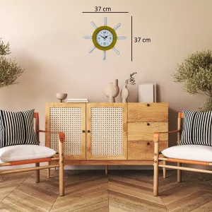 Kavelalı Sarı Ahşap Dümen Duvar Saati 37 cm · Model D3708Y