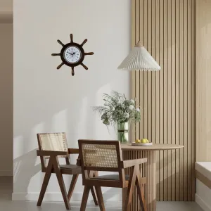 Kavelalı Retro Görünümlü Eskitme Ahşap Dümen Duvar Saati 37 cm · Model D3726E