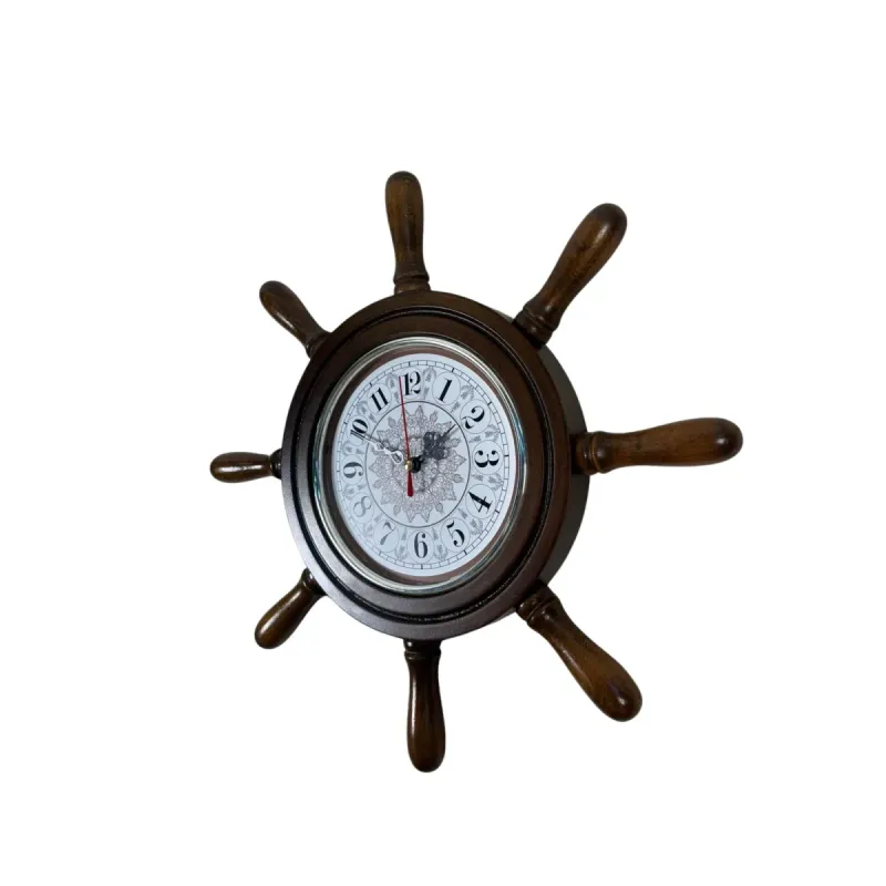 Kavelalı Retro Görünümlü Eskitme Ahşap Dümen Duvar Saati 37 cm · Model D3726E