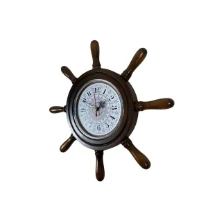 Kavelalı Retro Görünümlü Eskitme Ahşap Dümen Duvar Saati 37 cm · Model D3726E