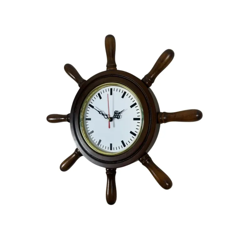 Kavelalı Eskitme Ahşap Dümen Duvar Saati 37 cm · Model D3789E