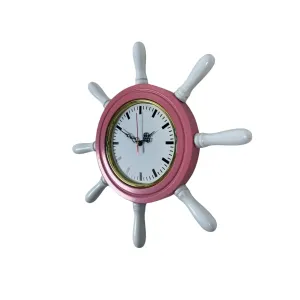Kavelalı Pembe Ahşap Dümen Duvar Saati 37 cm · Model D3789P