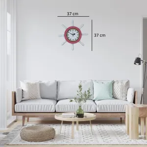 Kavelalı Pembe Ahşap Dümen Duvar Saati 37 cm · Model D3789P