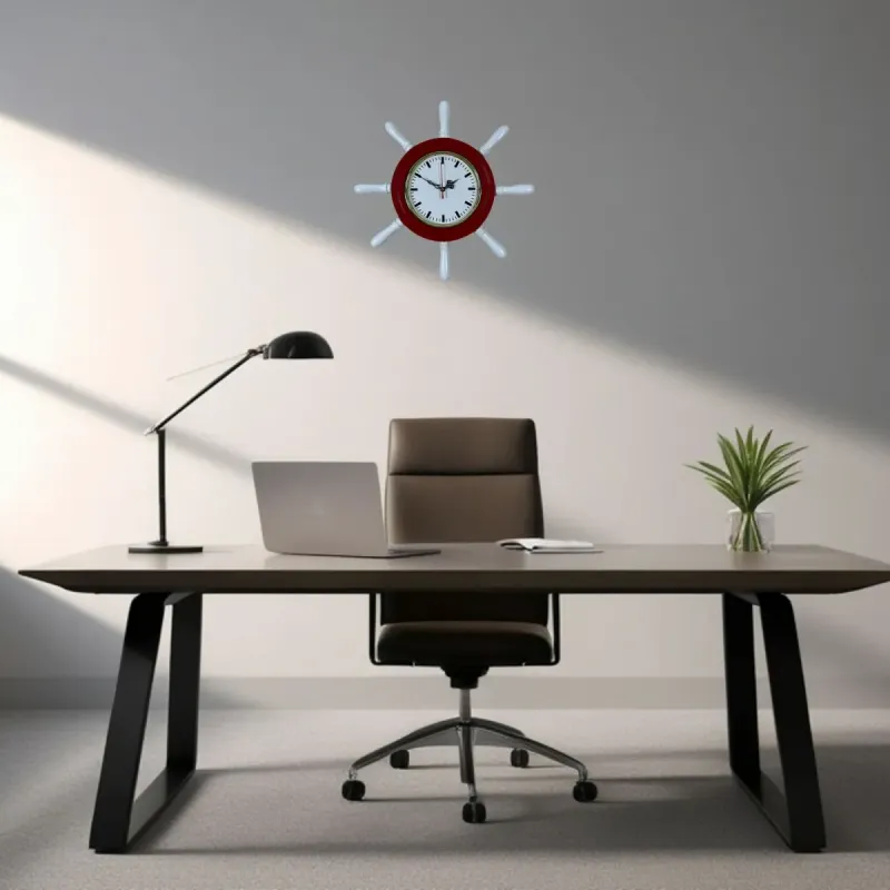 Kavelalı Kırmızı Ahşap Dümen Duvar Saati 37 cm · Model D3789R