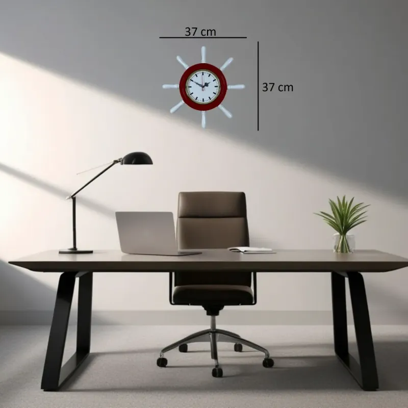 Kavelalı Kırmızı Ahşap Dümen Duvar Saati 37 cm · Model D3789R