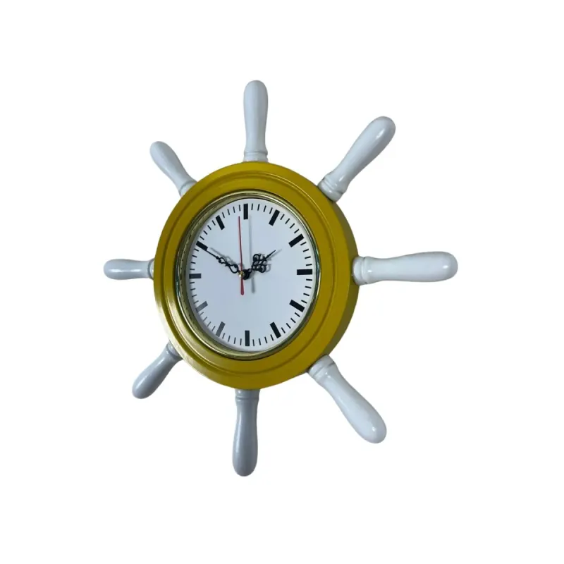 Kavelalı Sarı Ahşap Dümen Duvar Saati 37 cm · Model D3789Y