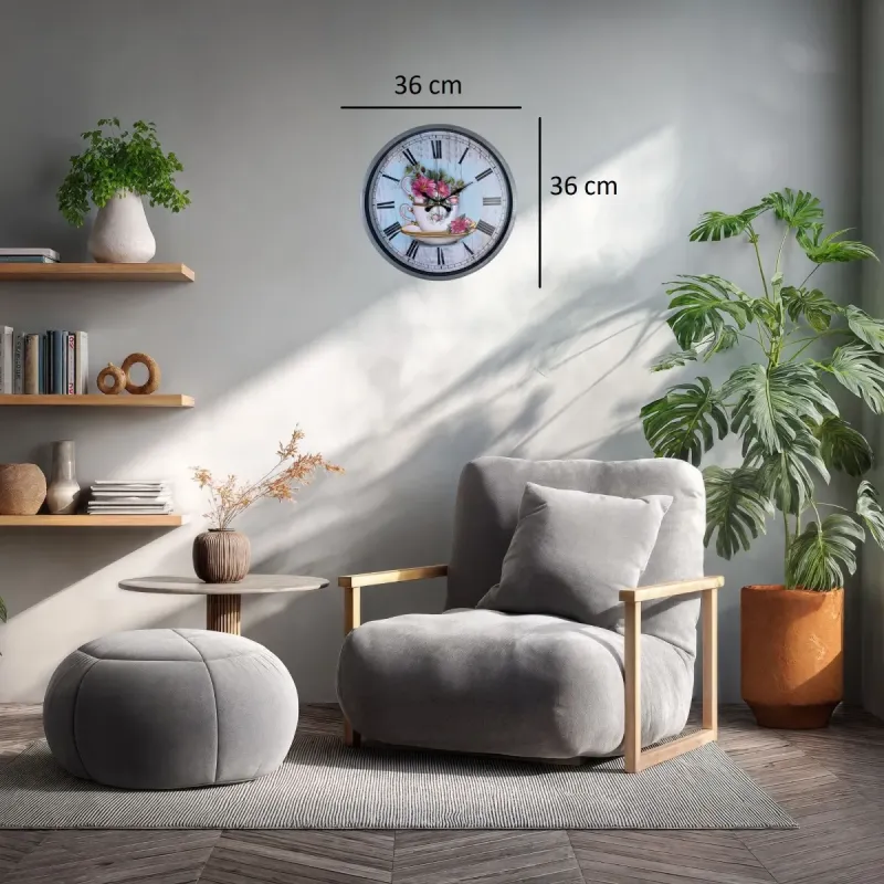 Gri Plastik Duvar Saati 36 cm · Model PP-3680K