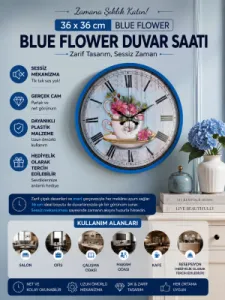 Mavi Plastik Duvar Saati 36 cm · Model PP-3680M