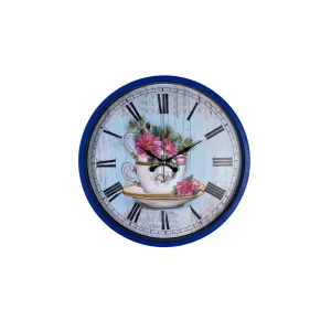 Desenli Lacivert Plastik Duvar Saati 36 cm · Model PP-3680V