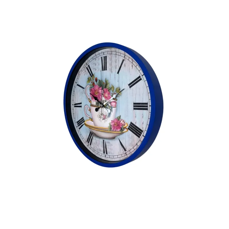 Desenli Lacivert Plastik Duvar Saati 36 cm · Model PP-3680V