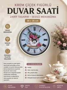 Krem Plastik Duvar Saati 36 cm · Model PP-3680X