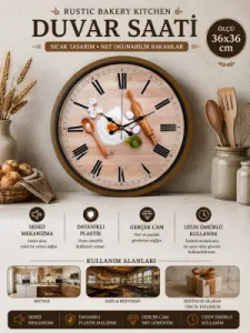 Kahverengi Plastik Duvar Saati 36 cm · Model PP-3681I