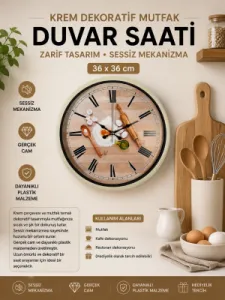 Krem Plastik Duvar Saati 36 cm · Model PP-3681X