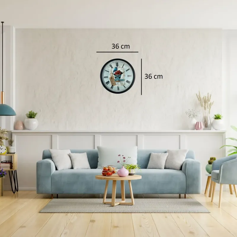 Siyah Plastik Duvar Saati 36 cm · Model PP-3683B