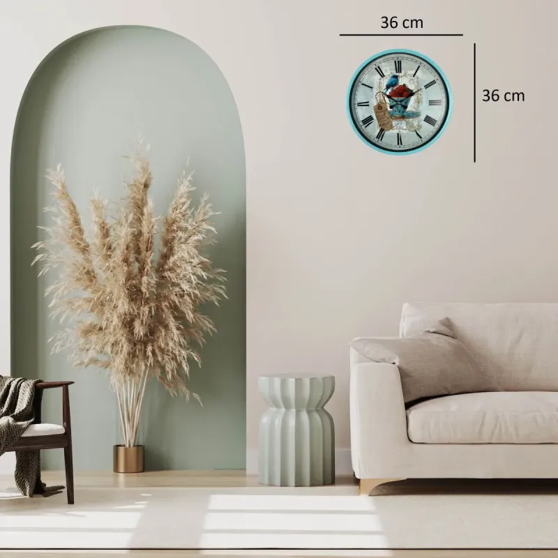 Turkuaz Plastik Duvar Saati 36 cm · Model PP-3683T