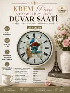 Krem Plastik Duvar Saati 36 cm · Model PP-3683X