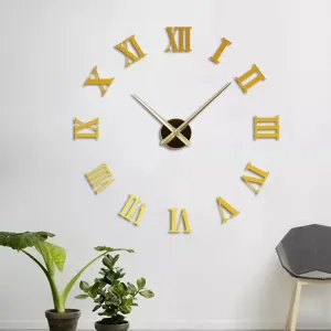 Roma Rakamlı Gold Pleksi Duvar Saati 80 cm · Model 4101G