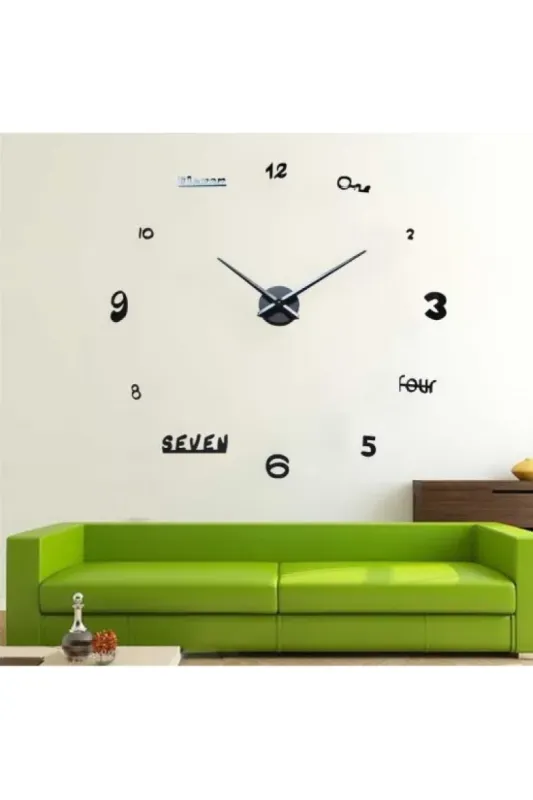 Siyah Pleksi Duvar Saati 80 cm · Model 4107