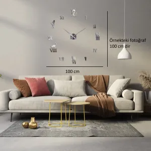 Roma Rakamlı Krom Pleksi Duvar Saati 100 cm · Model 4320