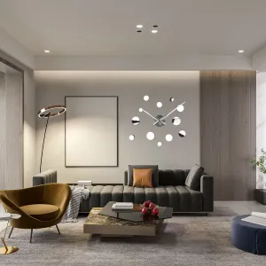 Aynalı 3D Yapıştırmalı Krom Pleksi Duvar Saati 100 cm · Model 4329