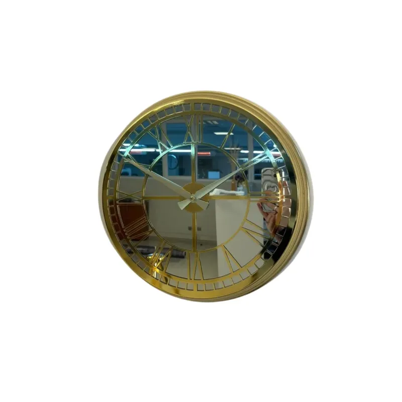 Roma Rakamlı Aynalı Gold Metal Duvar Saati 40 cm · Model 40G