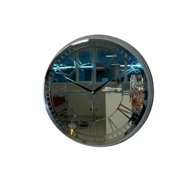 Roma Rakamlı Aynalı Krom Metal Duvar Saati 40 cm · Model 40K