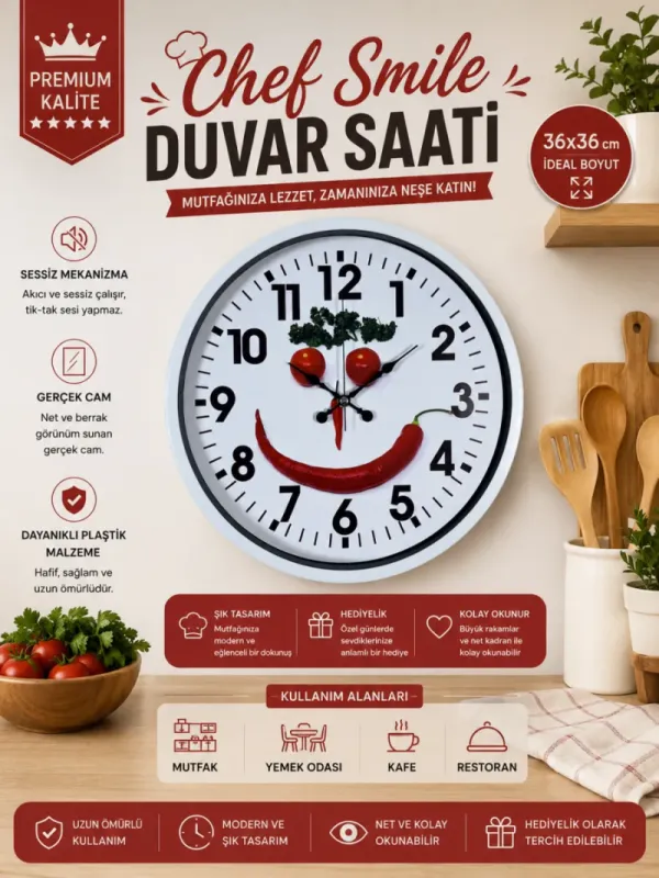 Beyaz Plastik Duvar Saati 36 cm · Model PP-3634W