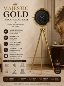 Gold Metal Ayaklı Tripod Saat 150 x 45 cm · Model AS-4012GG