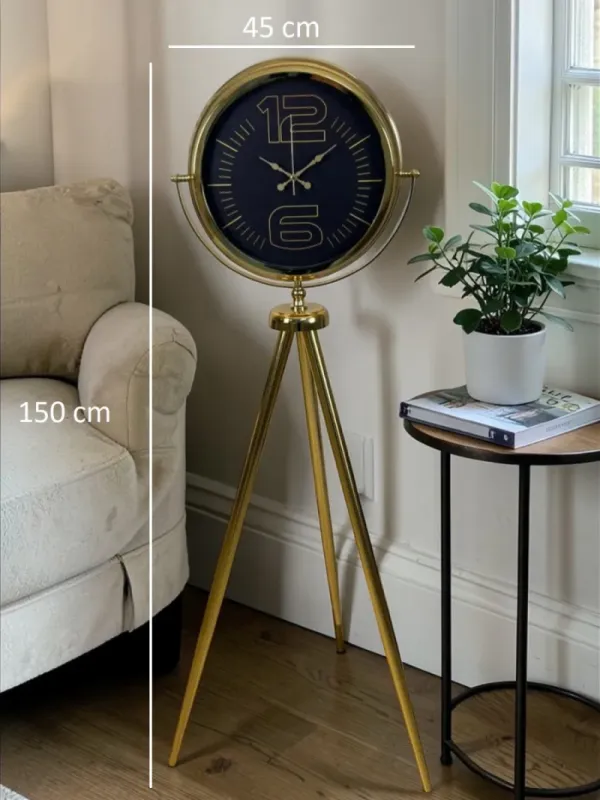 Gold Metal Ayaklı Tripod Saat 150 x 45 cm · Model AS-4012GG
