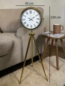 Gold Metal Ayaklı Tripod Saat 150 x 45 cm · Model AS-4054GG