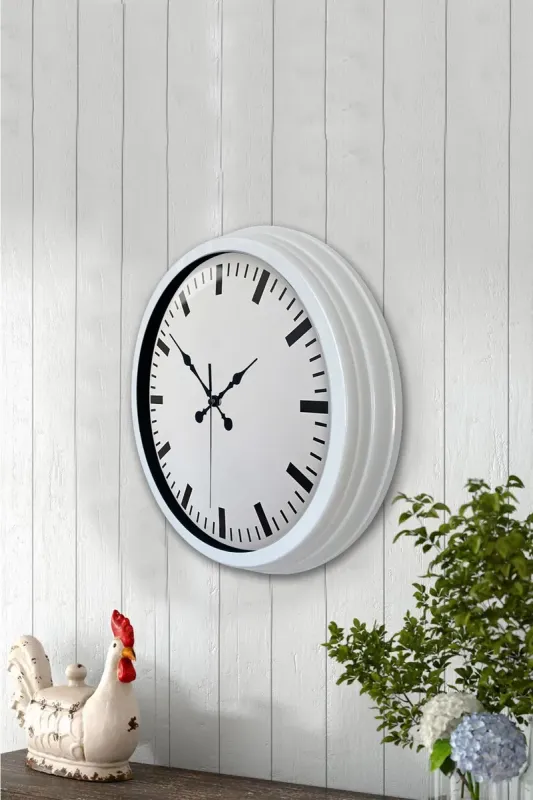Beyaz Metal Duvar Saati 40 cm · Model 4098W
