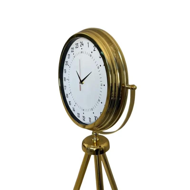 Göstergeli Gold Metal Ayaklı Tripod Saat 150 x 45 cm · Model AS-4097GG