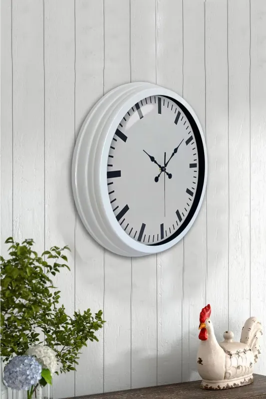 Beyaz Metal Duvar Saati 40 cm · Model 4098W