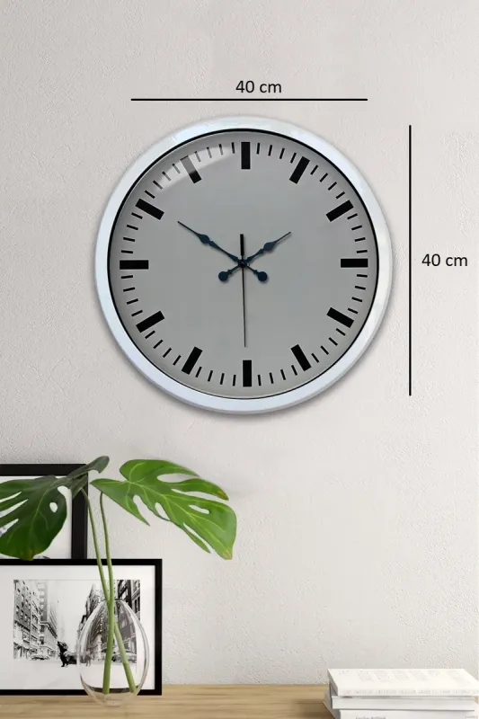 Beyaz Metal Duvar Saati 40 cm · Model 4098W