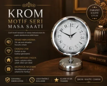 Krom Metal Masa Saati 25 x 20 cm · Model MS-2020K