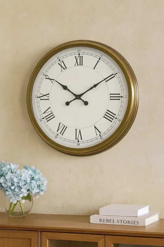 Retro Görünümlü Eskitme Metal Duvar Saati 60 cm · Model 6055E