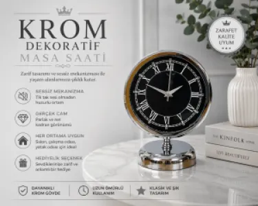 Krom Metal Masa Saati 25 x 20 cm · Model MS-2051K