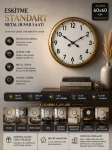 Eskitme Metal Duvar Saati 60 cm · Model 6001E