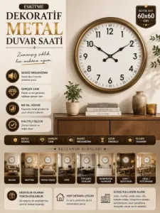 Eskitme Metal Duvar Saati 60 cm · Model 6005E