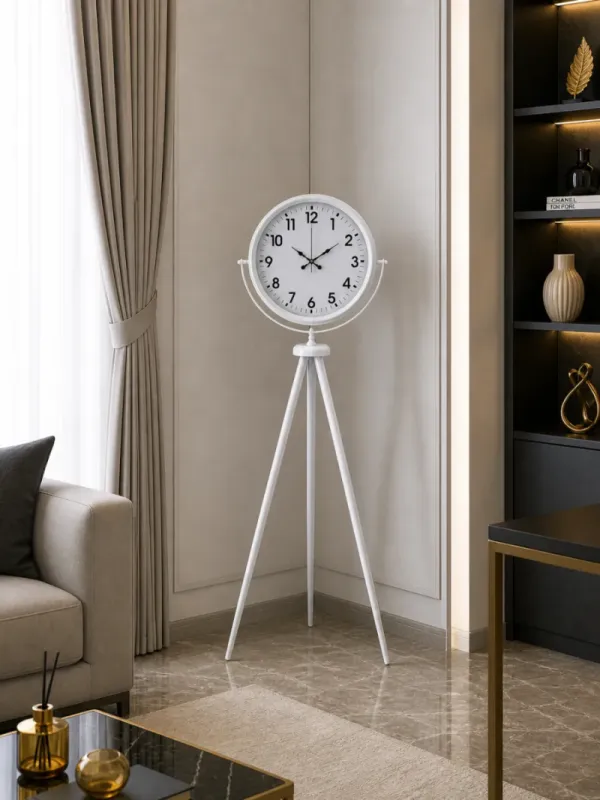Beyaz Metal Ayaklı Tripod Saat 150 x 45 cm · Model AS-4001WW