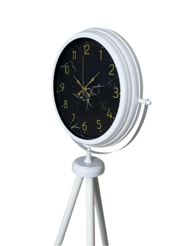 Desenli Beyaz Metal Ayaklı Tripod Saat 150 x 45 cm · Model AS-4011WW