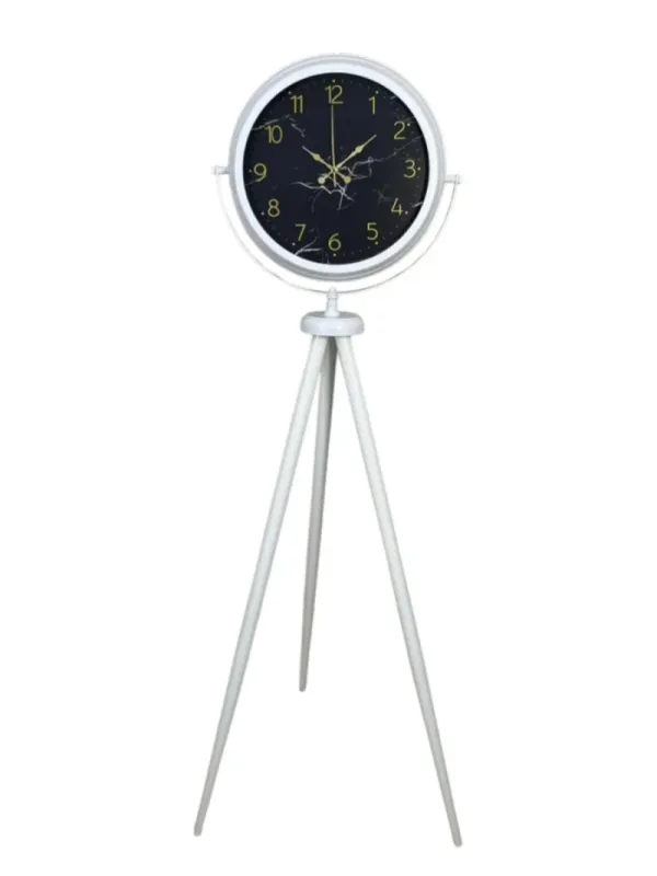 Desenli Beyaz Metal Ayaklı Tripod Saat 150 x 45 cm · Model AS-4011WW