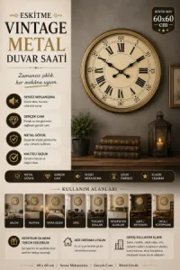 Eskitme Metal Duvar Saati 60 cm · Model 6065E